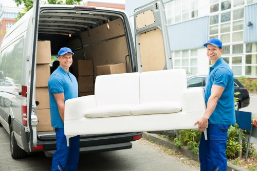 Commercial moving team preparing an office relocation in Shoreditch