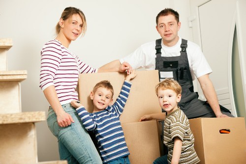 Residential flat move in Shoreditch with boxes and furniture