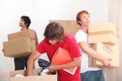 Furniture and boxes being loaded for a Shoreditch flat removal